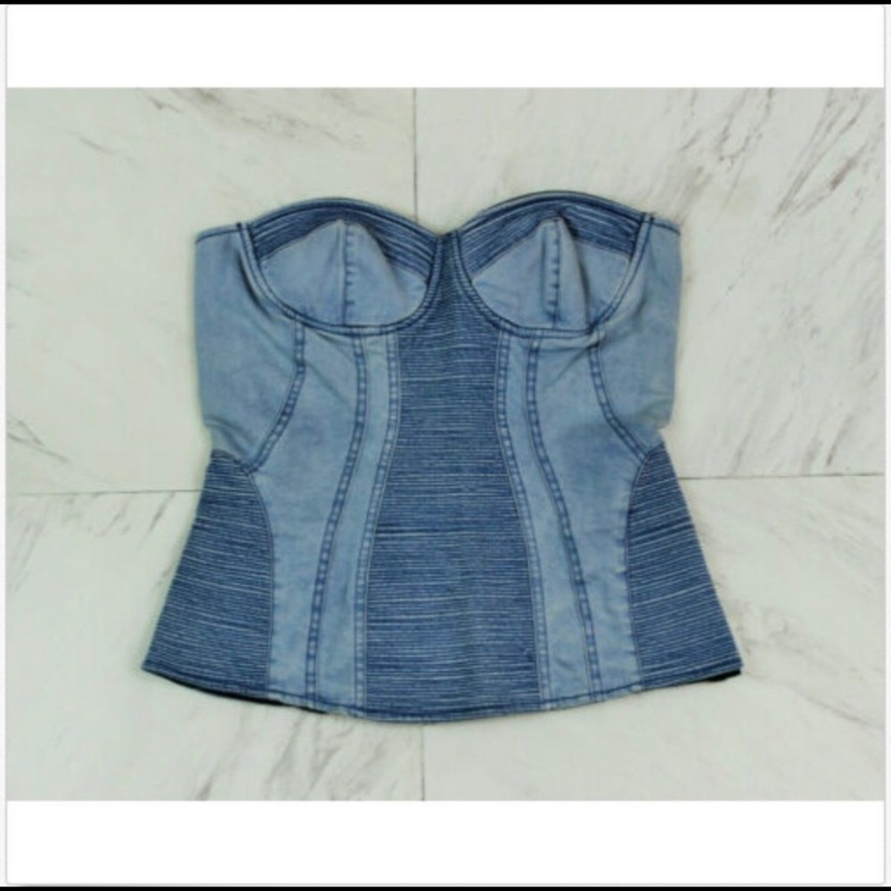 Cotton On 8 Sleeveless Denim Zip Up Tube Top